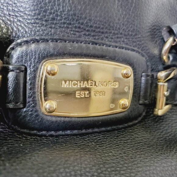 Michael Kors Satchel East West Hamilton Black Pebble Leather Bag Crossbody Strap - Picture 3 of 9